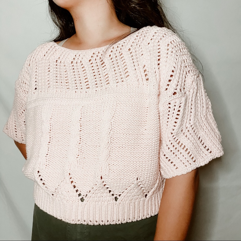 Vintage knit short-sleeve sweater